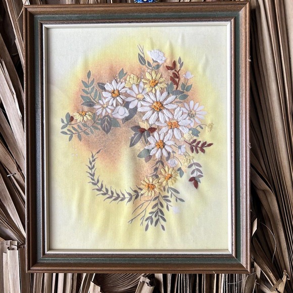 Vintage Other - Vintage 1970's Embroidered Framed Art